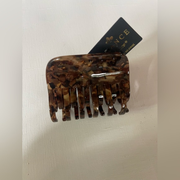 NWT FRANCE LUXE Hair DOUBLE TOOTH JAW Claw Clip Brown Pavlova $68 - Picture 3 of 4